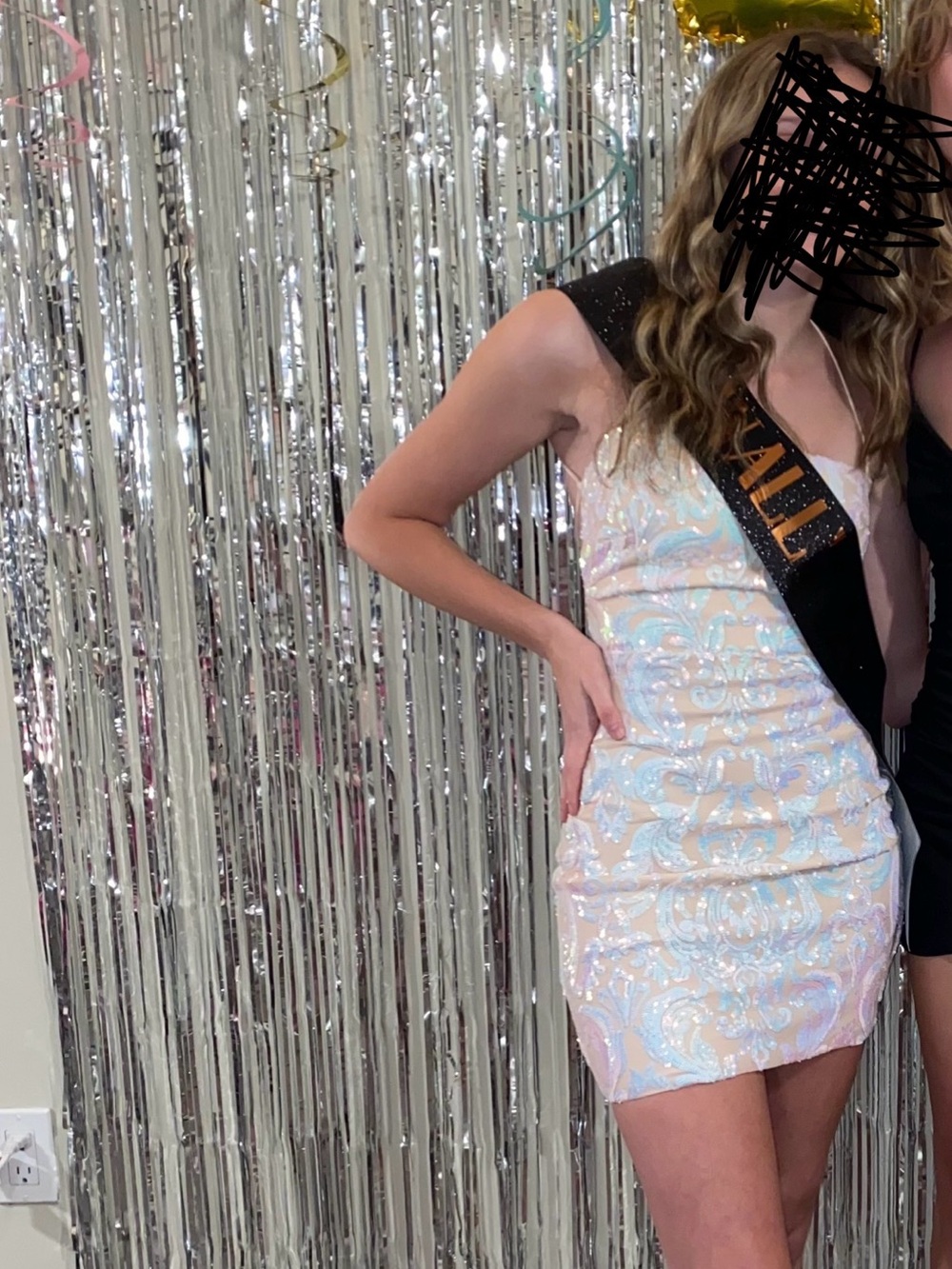Iridescent White/Nude Sequin Bodycon Dress